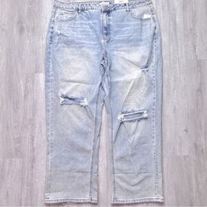 Woman's Plus Size Distressed Straight Leg Jeans 20W